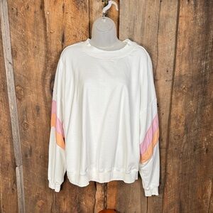 AS Revival White Sweatshirt with Pink and Orange Stripes